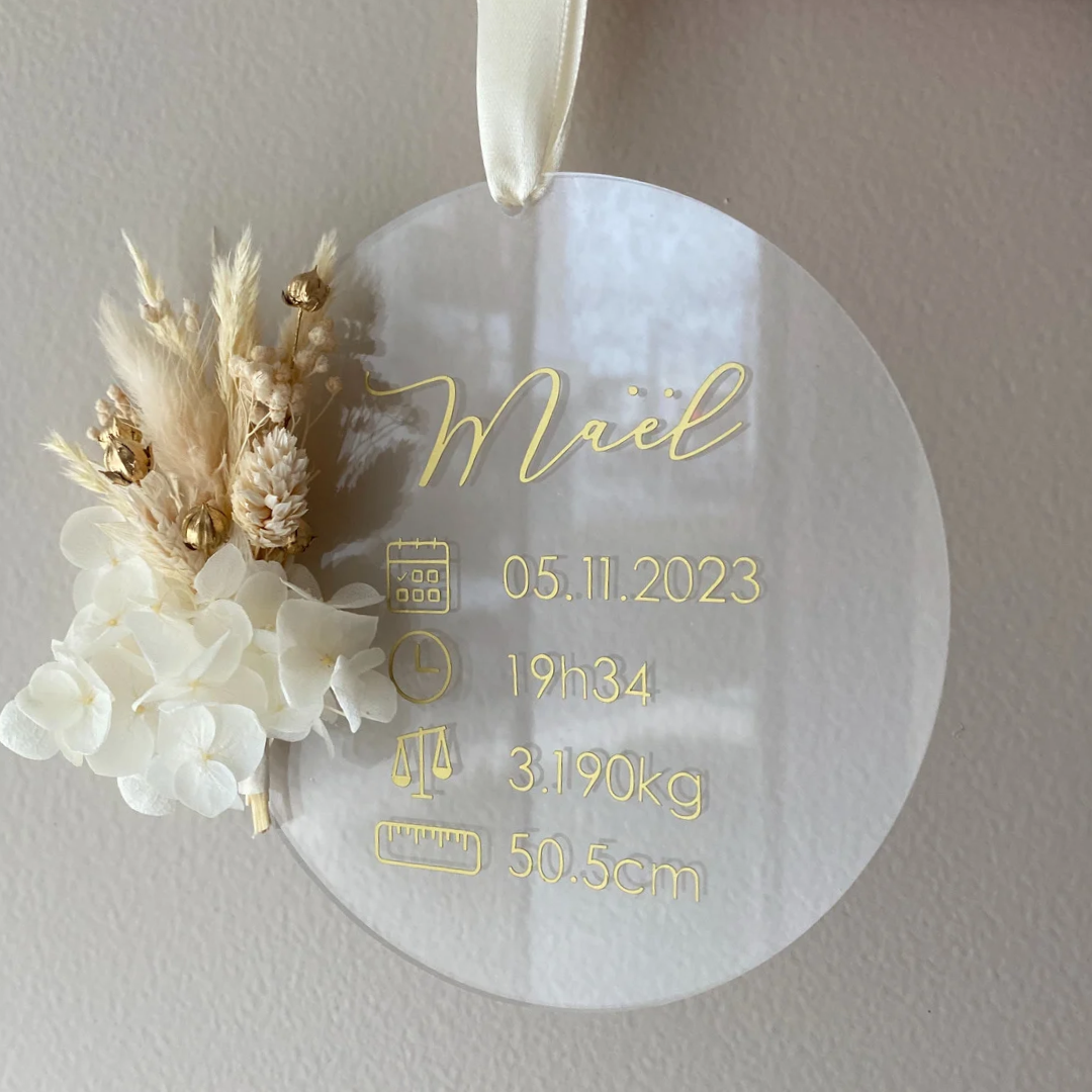 Médaillon fleuri Blanc - Naissance